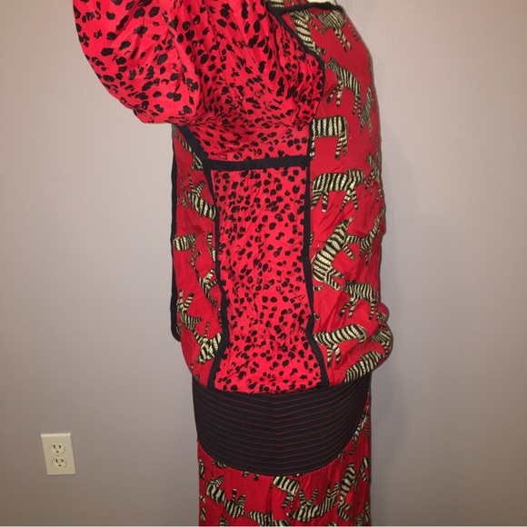 JEANNE MARC Dress VINTAGE Pop Art ZEBRA Cheetah RED / BLACK - Sz 4 Made in USA - Picture 12 of 16